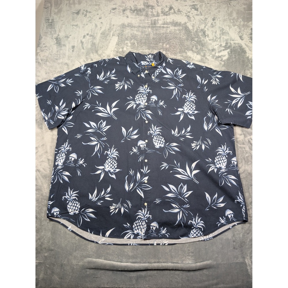 Ralph Lauren Shirt Mens 4XB Blue Hawaiian Short Sleeve Button Down Casual